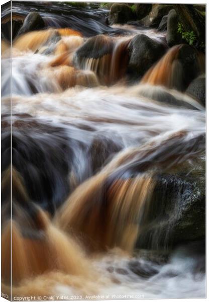 Padley Gorge Waterfall Rapids. Canvas Print by Craig Yates