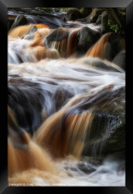 Padley Gorge Waterfall Rapids. Framed Print by Craig Yates