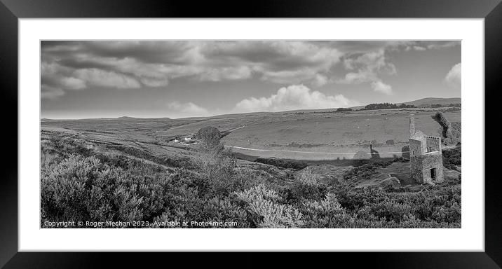 Dartmoor's Monochrome Marvel: Wheal Betsy Framed Mounted Print by Roger Mechan