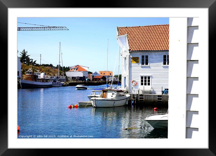 Serene Skudenes Harbour Scene Framed Mounted Print by john hill