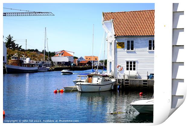 Serene Skudenes Harbour Scene Print by john hill