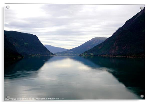 Norwegian Fjord: Serene Lustrafjorden Illumination Acrylic by john hill