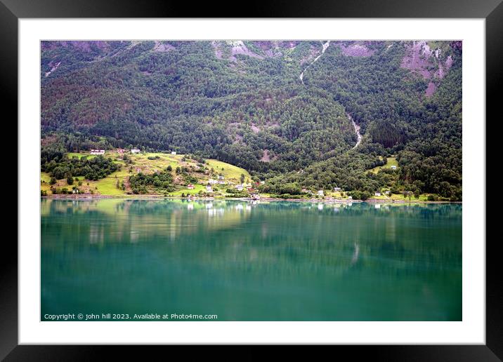 Skjolden reflections Norway Framed Mounted Print by john hill