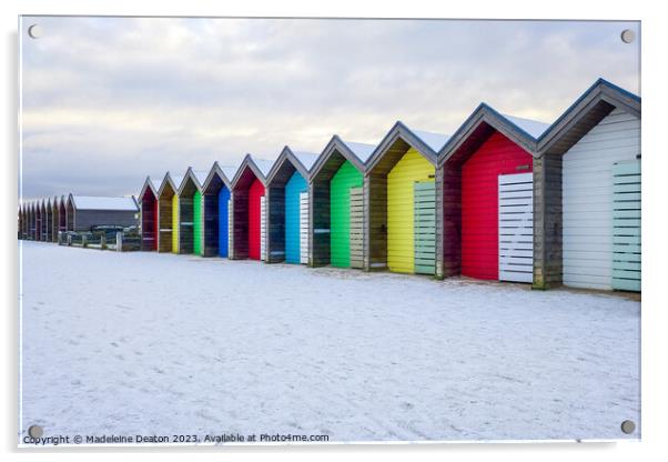 Beach Huts in the Snow Acrylic by Madeleine Deaton