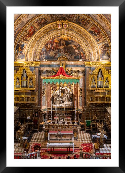 St John Cathedral High Altar In Valletta Framed Mounted Print by Artur Bogacki