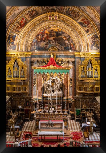 St John Cathedral High Altar In Valletta Framed Print by Artur Bogacki