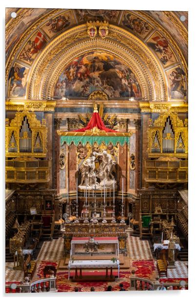 St John Cathedral High Altar In Valletta Acrylic by Artur Bogacki