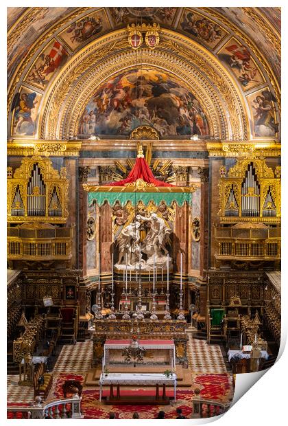 St John Cathedral High Altar In Valletta Print by Artur Bogacki