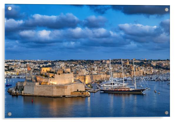 City of Birgu in Malta at Dusk Acrylic by Artur Bogacki