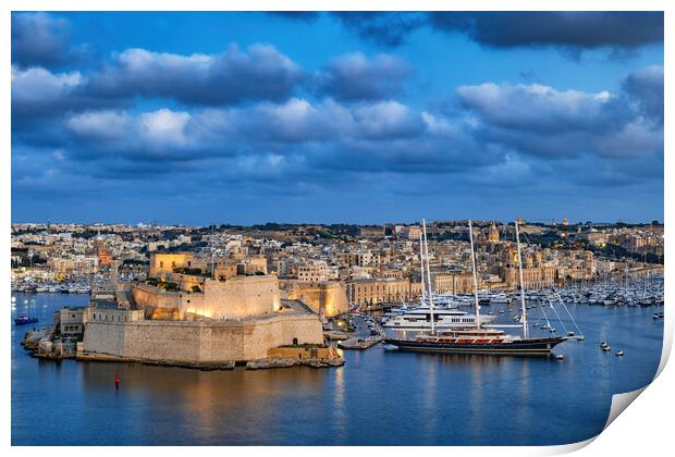 City of Birgu in Malta at Dusk Print by Artur Bogacki