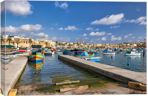Marsaxlokk Fishing Village Harbor In Malta Canvas Print by Artur Bogacki