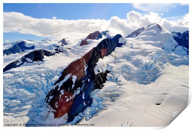 Aerial Snow-Capped Mountain Alaska Print by Madeleine Deaton