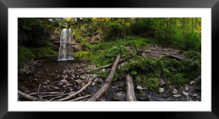 Henrhyd Falls panorama Framed Mounted Print by Leighton Collins