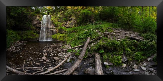 Henrhyd Falls panorama Framed Print by Leighton Collins
