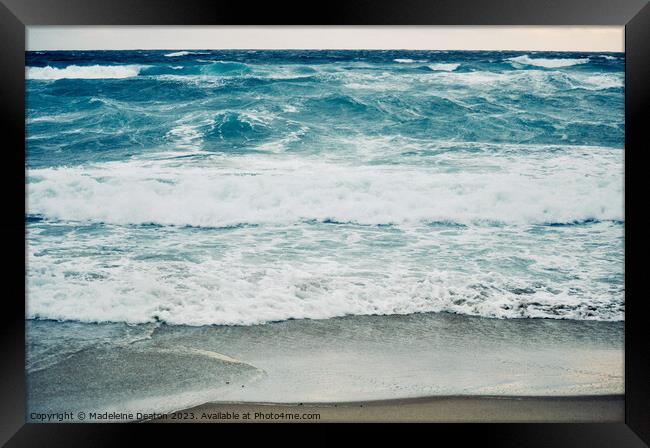 Waves Crashing, New Zealand Otago Peninsula Framed Print by Madeleine Deaton