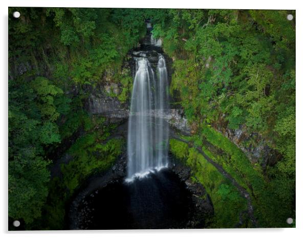 Henrhyd Falls aerial view Acrylic by Leighton Collins