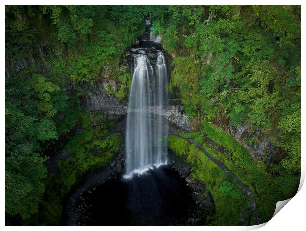 Henrhyd Falls aerial view Print by Leighton Collins