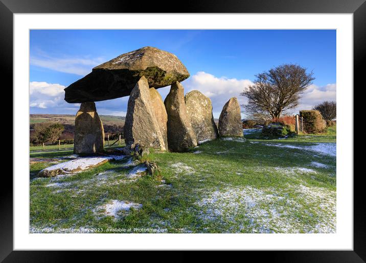 Dusting of snow (Pentre Ifan)  Framed Mounted Print by Andrew Ray