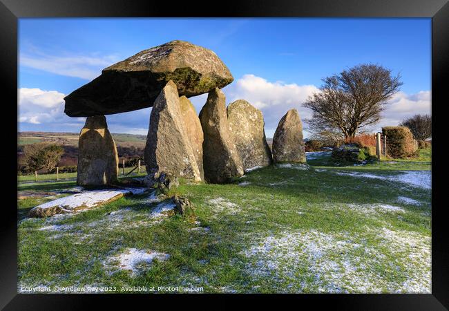 Dusting of snow (Pentre Ifan)  Framed Print by Andrew Ray