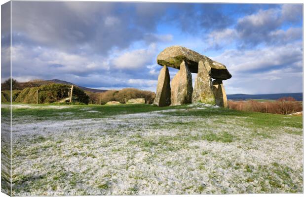 Snow at Pentre Ifan  Canvas Print by Andrew Ray