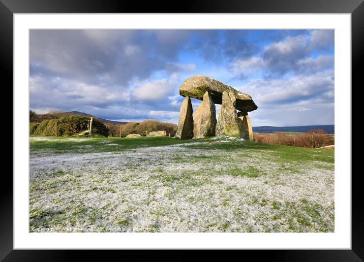 Snow at Pentre Ifan  Framed Mounted Print by Andrew Ray
