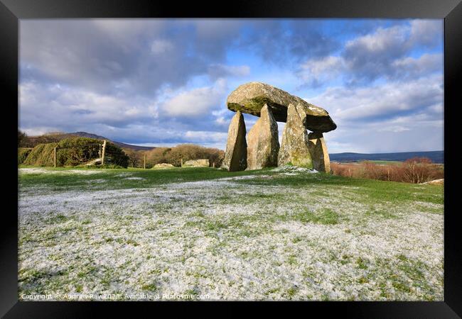 Snow at Pentre Ifan  Framed Print by Andrew Ray