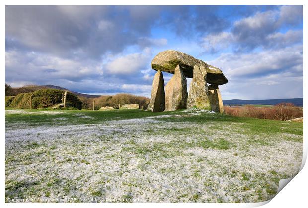 Snow at Pentre Ifan  Print by Andrew Ray