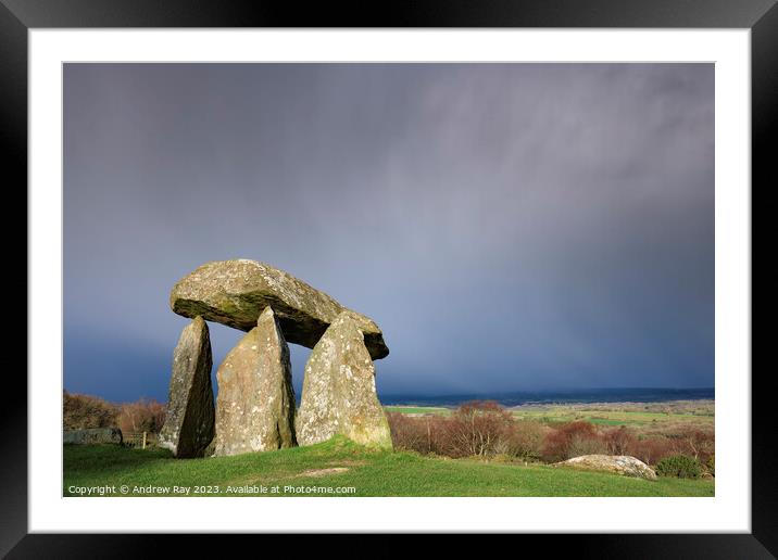 Stormy morning at Pentre Ifan Framed Mounted Print by Andrew Ray