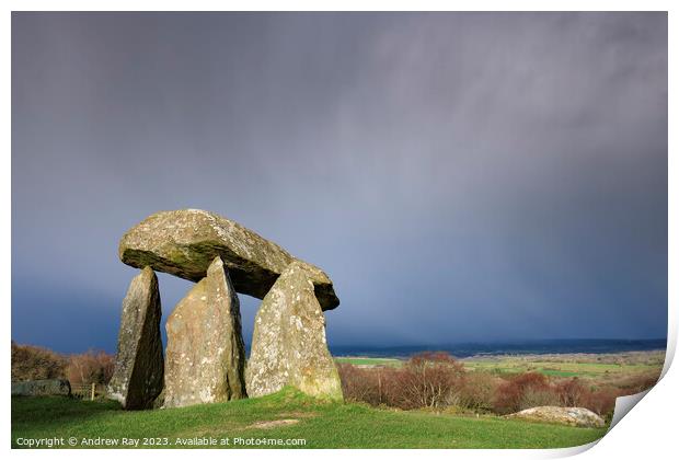 Stormy morning at Pentre Ifan Print by Andrew Ray