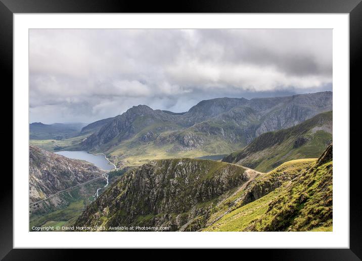 Tryfan and the Glyders in Snowdonia on a Moody Day Framed Mounted Print by David Morton