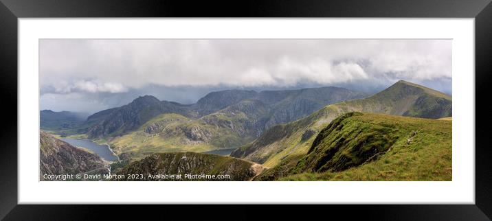 Tryfan, the Glyders and Y Garn in Snowdonia on a Moody Day Framed Mounted Print by David Morton