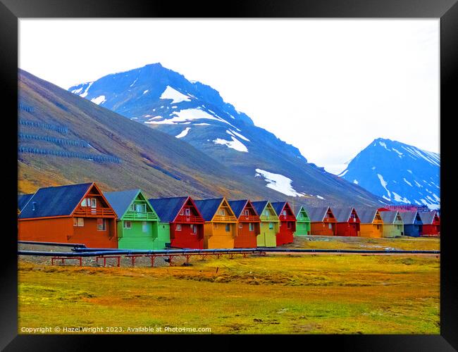 A group of houses at Longyearbyen, Svalbard Framed Print by Hazel Wright