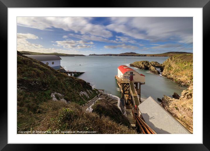Above St Davids RNLI Stations  Framed Mounted Print by Andrew Ray