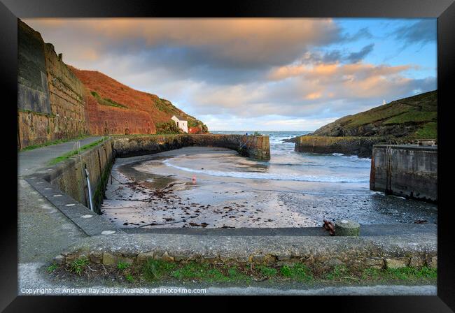 Porthgain at sunrise  Framed Print by Andrew Ray