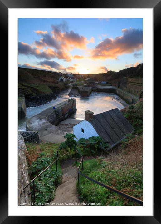 Sunrise at Porthgain Framed Mounted Print by Andrew Ray