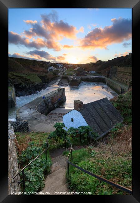 Sunrise at Porthgain Framed Print by Andrew Ray