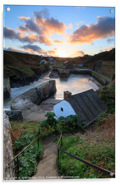 Sunrise at Porthgain Acrylic by Andrew Ray