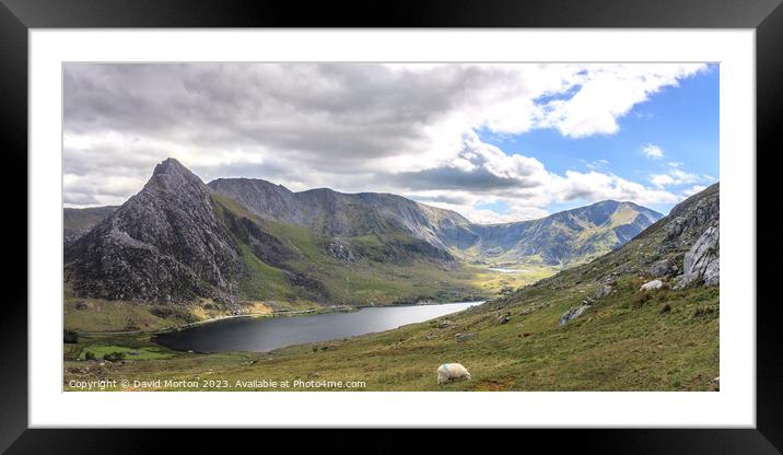 Tryfan and the Glyders above Llyn Ogwen Framed Mounted Print by David Morton