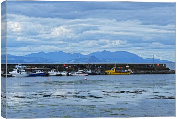 Maidens Ayrshire, the harbour and Arran`s mountains Canvas Print by Allan Durward Photography