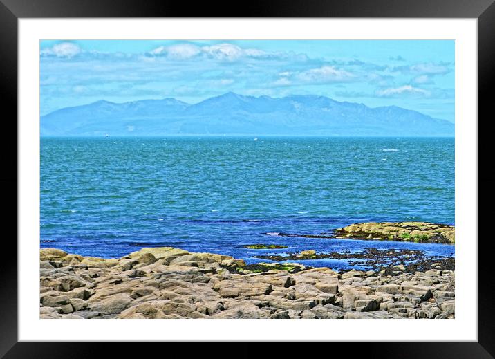 Troon view of mountains on Arran Framed Mounted Print by Allan Durward Photography