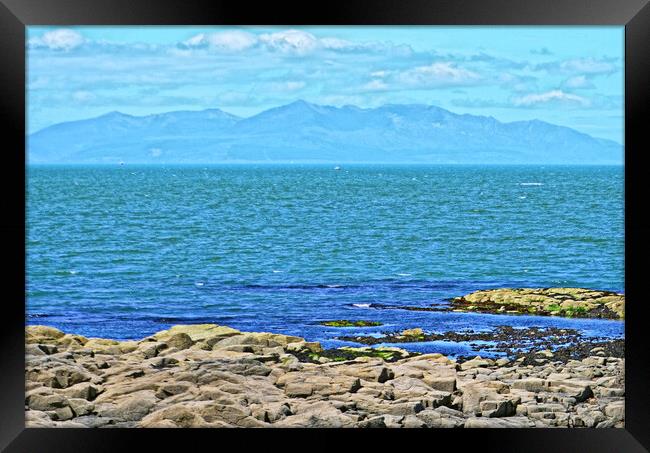 Troon view of mountains on Arran Framed Print by Allan Durward Photography