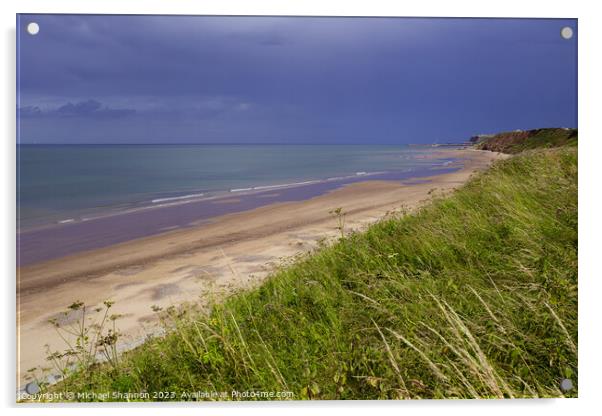 Sandsend Beach: A Coastal Perspective Acrylic by Michael Shannon