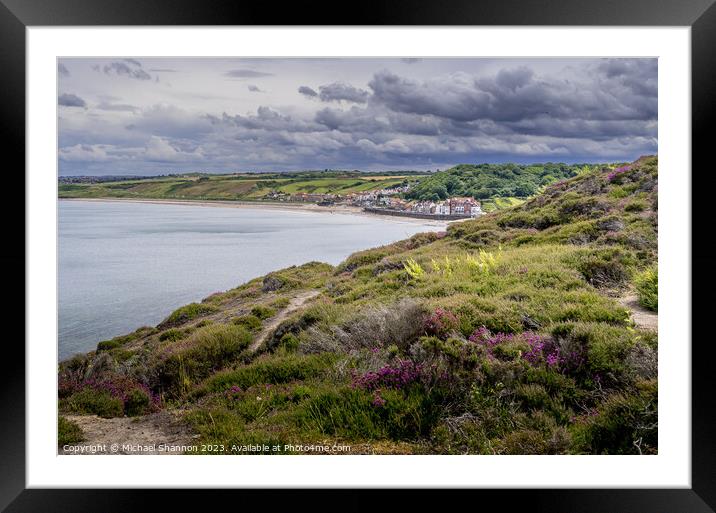 Clifftop view of Sandsend Framed Mounted Print by Michael Shannon