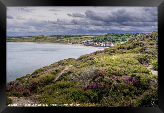 Clifftop view of Sandsend Framed Print by Michael Shannon