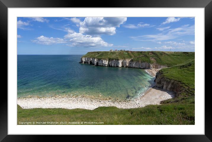 'Chalk Cliffs Charm - Thornwick Bay' Framed Mounted Print by Michael Shannon