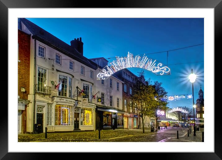 Festive Doncaster City Centre Framed Mounted Print by Alison Chambers
