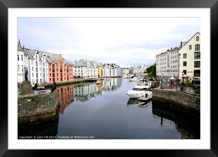 Alesund's Tranquil Mirror: Norway's Wonder Framed Mounted Print by john hill