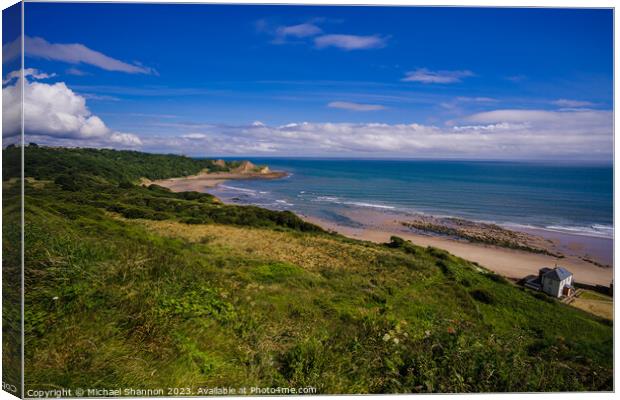 Cayton Bay, North Yorkshire viewed from the clifft Canvas Print by Michael Shannon