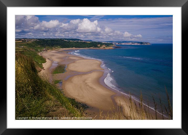 Cayton Bay view from the Cleveland Way Framed Mounted Print by Michael Shannon