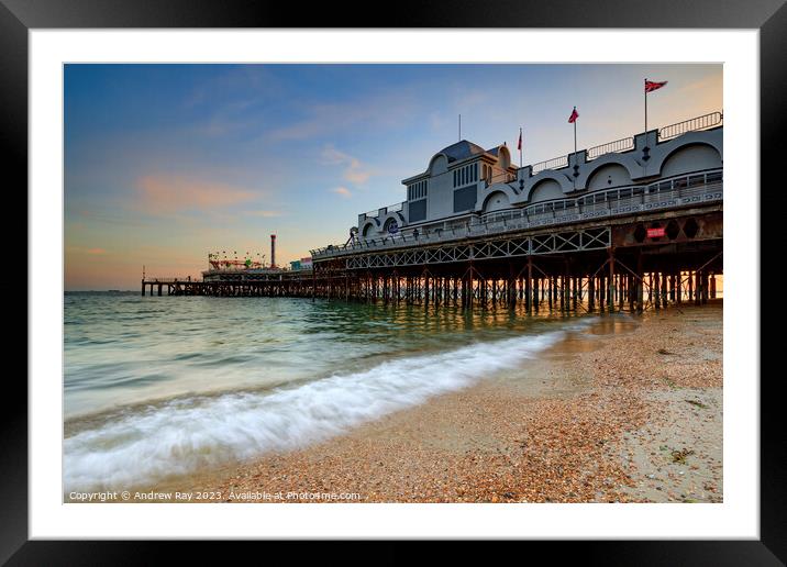 Southsea Pier at sunset Framed Mounted Print by Andrew Ray